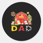 Dad Farm Cow Birthday Boy Matching Family Matching Runder Aufkleber (Vorderseite)