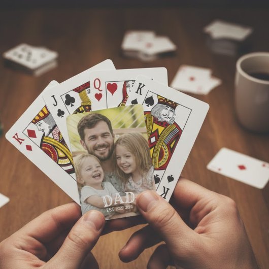 Dad-Foto etabliert Spielkarten