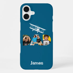 DAD-Fotogeschenke, monogrammiert, Flugzeug, Pilot, iPhone 16 Plus Hülle