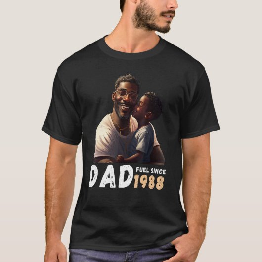 Dad Fuel Since 1988 Quote Black King Magic Fathers T-Shirt (Vorderseite)