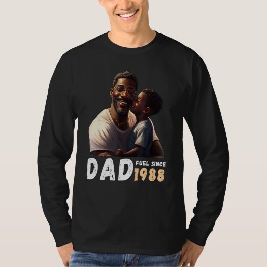 Dad Fuel Since 1988 Quote Black King Magic Fathers T-Shirt (Vorderseite)