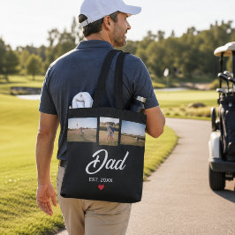 Dad Gegründet Weiße Schrift Rotes Herz 3 Foto Tasche