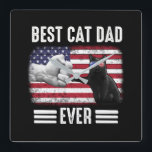 Dad Gift | Best Cat Dad Ever Flag USA Quadratische Wanduhr<br><div class="desc">Dad Gift | Best Cat Dad Ever Flag USA Gift Idea ! Give a gift for your Dad !! Great Father !</div>