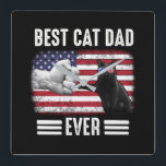 Dad Gift | Best Cat Dad Ever Flag USA Quadratische Wanduhr<br><div class="desc">Dad Gift | Best Cat Dad Ever Flag USA Gift Idea ! Give a gift for your Dad !! Great Father !</div>