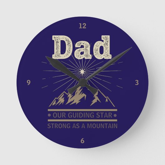 Dad Guiding Star Mountain Runde Wanduhr (Vorderseite)