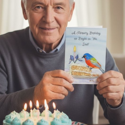 Dad Happy February Birthday Painted Bunt Karte