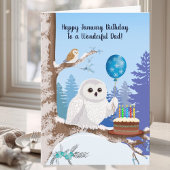 Dad Happy January Birthday Snowy Owl Karte