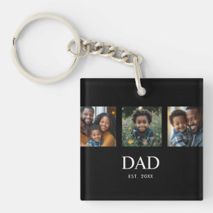 Dad hat modernes 3-Foto eingerichtet Schlüsselanhänger