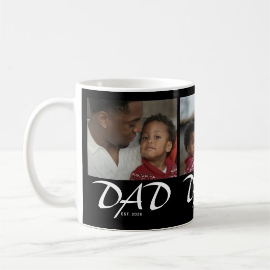 Dad hat Modernes Skript Schwarz 3 Foto eingerichte Kaffeetasse (Links)