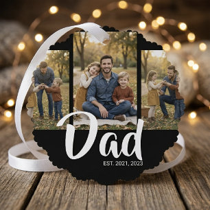 Dad hat modernes Skript Schwarz 3 Foto eingerichte Ornament Karte