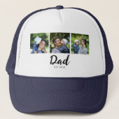 Dad hat modernes Skript Schwarz 3 Foto Truckerkappe (Vorderseite)