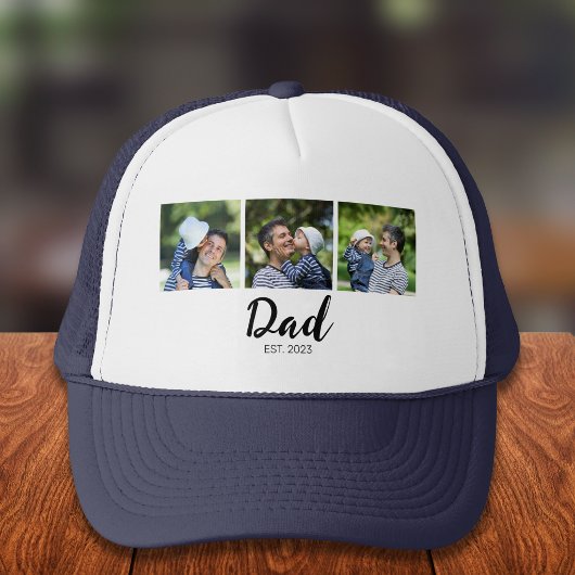 Dad hat modernes Skript Schwarz 3 Foto Truckerkappe