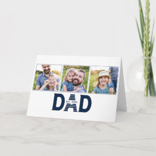 Dad hat Navy Blau Modern Einfach 3 Foto eingericht Karte