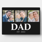 Dad hat Skript Schwarz 3 Bild Vater Fotoplatte (Vorderseite)
