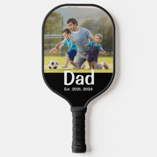 Dad hat Skript Schwarz Foto eingerichtet Pickleball Schläger (Vorderseite)