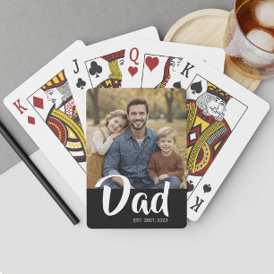 Dad hat Skript Schwarz Foto erstellt Spielkarten