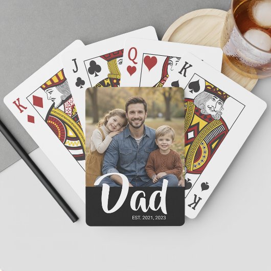 Dad hat Skript Schwarz Foto erstellt Spielkarten