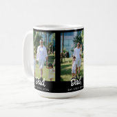 Dad hat weißes Skript Schwarz 3 Foto Kaffeetasse (Vorderseite Links)