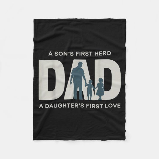 Dad Holding Kids Family Silhouette Father Quote Fleecedecke (Vorderseite)