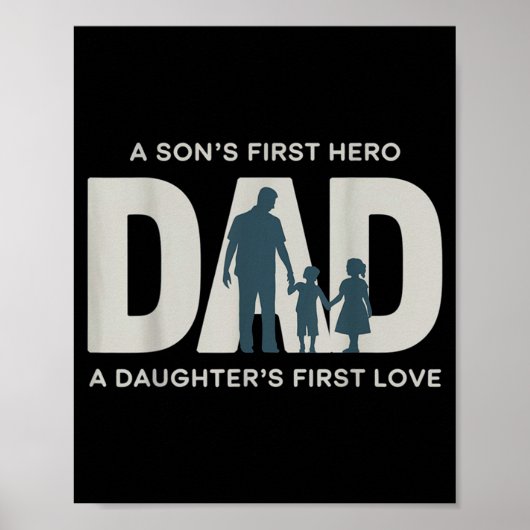 Dad Holding Kids Family Silhouette Father Quote Poster (Vorne)