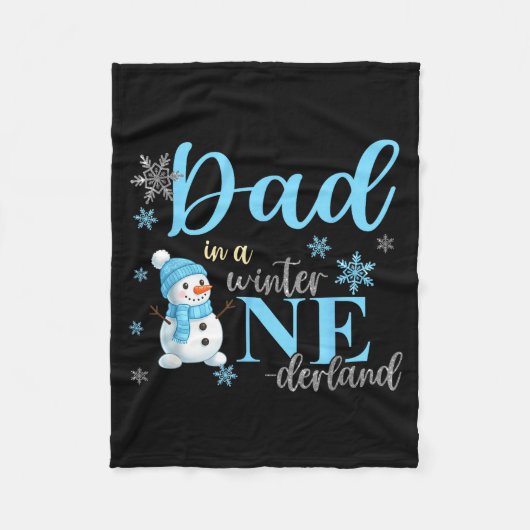 Dad In A Winter Onederland Birthday Boy Girl Cute Fleecedecke (Vorderseite)