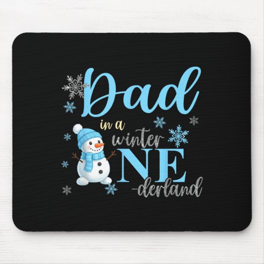 Dad In A Winter Onederland Birthday Boy Girl Cute  Mousepad (Vorne)