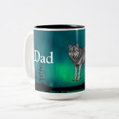 Dad Is Mentor, Guide, Strength & Heart Wolf Mug Zweifarbige Tasse (Vorderseite Links)