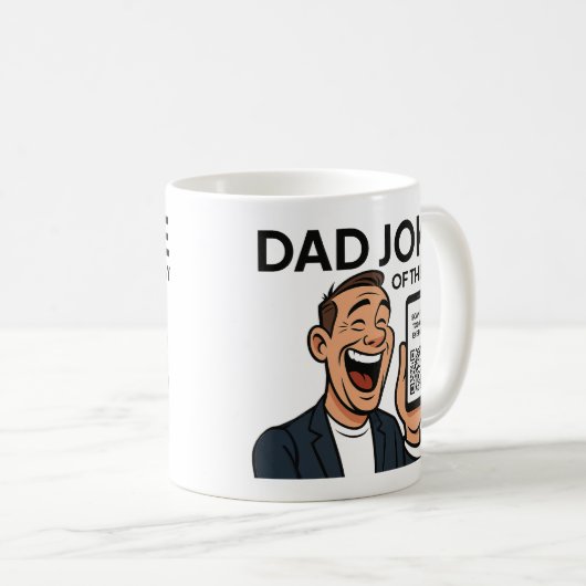 Dad Joke Mug with Daily QR Code – Endless Dad Joke Kaffeetasse (VorderseiteRechts)