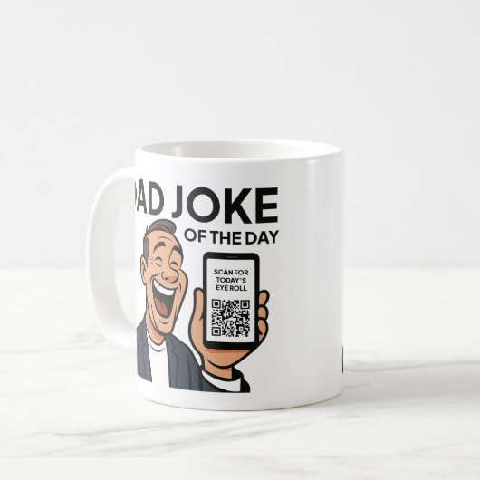 Dad Joke Mug with Daily QR Code – Endless Dad Joke Kaffeetasse (Vorderseite Links)