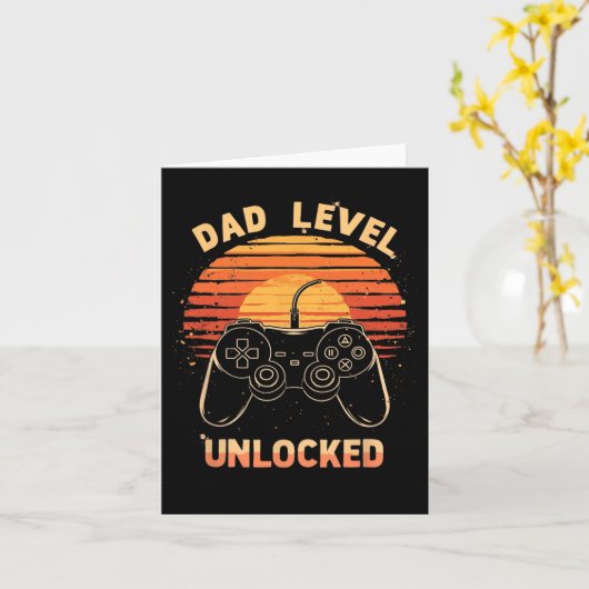 Dad Level Unlocked Funny Retro New Dad Gamer Karte (Gelbe Blume)