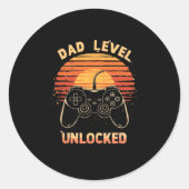 Dad Level Unlocked Funny Retro New Dad Gamer Runder Aufkleber (Vorderseite)
