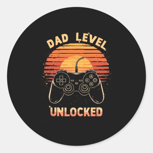 Dad Level Unlocked Funny Retro New Dad Gamer Runder Aufkleber (Vorderseite)