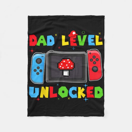 Dad Level Unlocked New Dad To Be Gamer Father's Da Fleecedecke (Vorderseite)