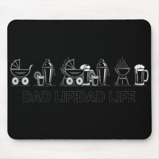 Dad Life Bottle Grill Beer Stroller Adorable Fathe Mousepad (Vorne)