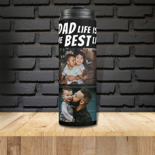 Dad Life ist das beste Leben 2 Fotos Vater Schwarz Thermosbecher