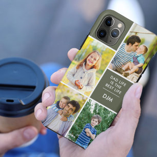 Dad Life ist das beste Leben 4 Foto Monogramm Grün Case-Mate iPhone Hülle