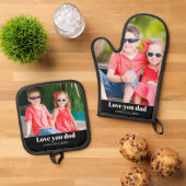 Dad Love You Photo Oven Mitt & Pot Holder Set (Oben Unten)