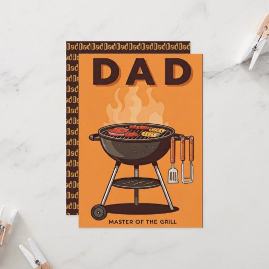 Dad Master of the Grill BBQ Father's Day Card  Karte (Vorderseite/Rückseite Beispiel)