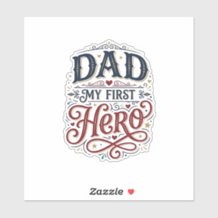 Dad Mein Erster Held Vintage-Typografie-Shirt_1 Aufkleber
