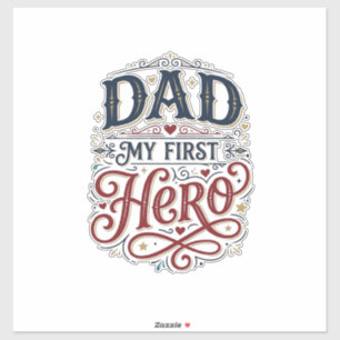 Dad Mein Erster Held Vintage-Typografie-Shirt_1 Aufkleber
