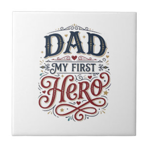 Dad Mein Erster Held Vintage-Typografie-Shirt_1 Fliese