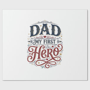 Dad Mein Erster Held Vintage-Typografie-Shirt_1 Geschenkpapier