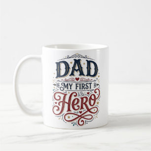 Dad Mein Erster Held Vintage-Typografie-Shirt_1 Kaffeetasse