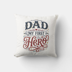 Dad Mein Erster Held Vintage-Typografie-Shirt_1 Kissen