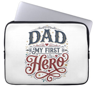 Dad Mein Erster Held Vintage-Typografie-Shirt_1 Laptopschutzhülle