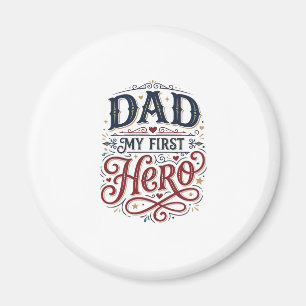 Dad Mein Erster Held Vintage-Typografie-Shirt_1 Magnet