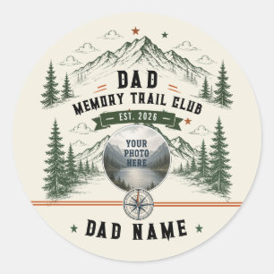 Dad Memory Trail Club Vatertags-Foto Runder Aufkleber