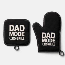 Dad Mode Grill On Funny BBQ Dad Quote Ofenhandschuh & Topflappen-Set