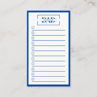 Dad Modern Blau Monogramm Aufgabenliste 3,5" x 2" Visitenkarte