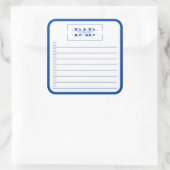 Dad Modern Blue Monogram 3" To Do List Quadratischer Aufkleber (Tasche)